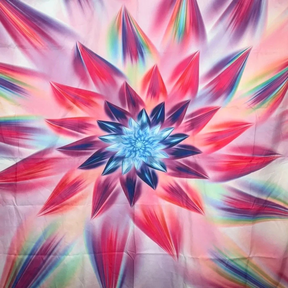 Vibrant Fractal Flower/Starburst Tapestry